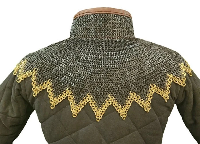 Collar de cota de malla | 9 mm plano remachado con anillo de latón en zig zag día del padre Foto 3 de 4