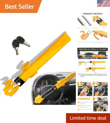 Yellow Adjustable Anti-Theft Device for Car, SUV, Truck - Vehicle Protection