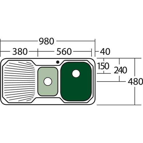 Oliveri PETITE KITCHEN SINK 1Tap Hole Stainless Steel Left Or Right