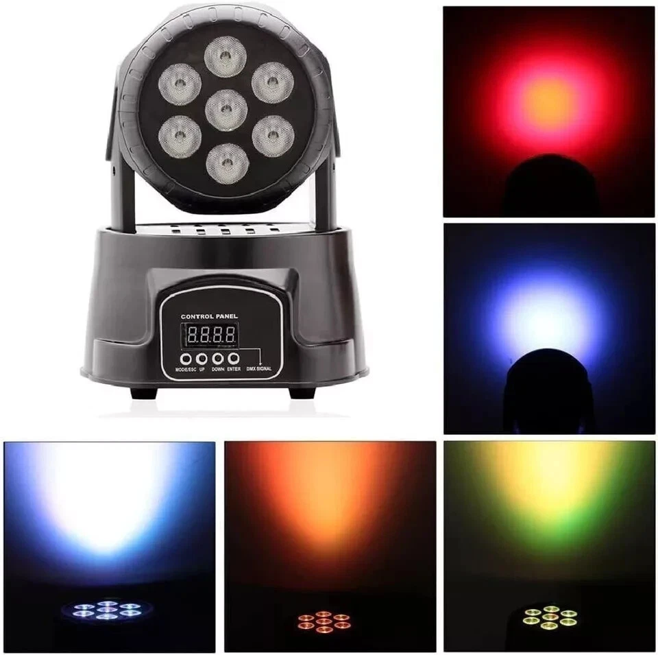 FARO LED STROBO 7 LED PROIETTORE EFFETTO LUCI DISCOTECA RGB CON TESTA ROTANTE - Immagine 2 di 4