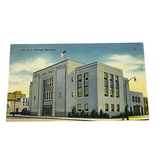 Postcard City Hall Billings Montana Linen Card B791