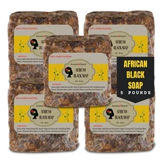 Raw African Black Soap 5 lbs. 100% Pure Organic Unrefined Ghana Face Body Wash