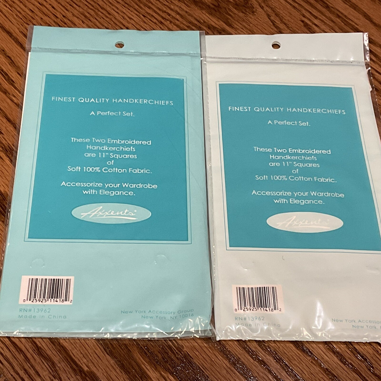 Axxents Ladies Embroidered Handkerchiefs - 4 Total - 100percent Cotton New In Packages image 2