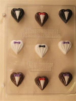 TUXEDO HEART BITE CHOCOLATE CANDY MOLD BRIDAL SHOWER FAVOR CUPCAKE TOPPER