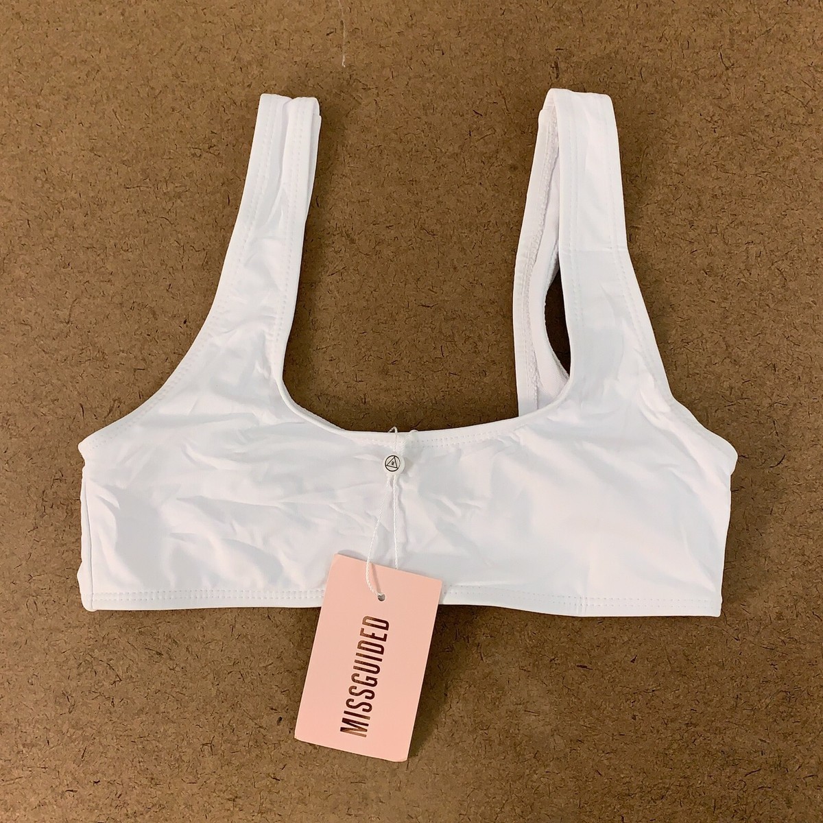 Missguided Women's Size White Scoop Neck Bikini Top NWT