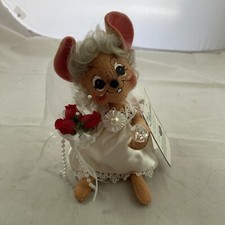 Annalee Mouse Bride Doll 7" Blonde Hair Diamond Ring Rose Macy's Exclusive