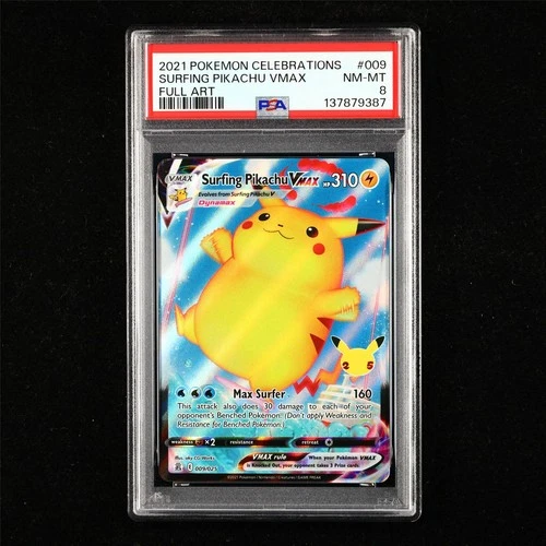 PSA 8 NM-MT 2021 Pokemon ENG Surfing Pikachu VMAX E 009/025 Full Art