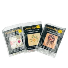 Creative Beginnings 1996 Silk Ribbon Embroidery Kit Set of 3 -Level 1, 2 & 3