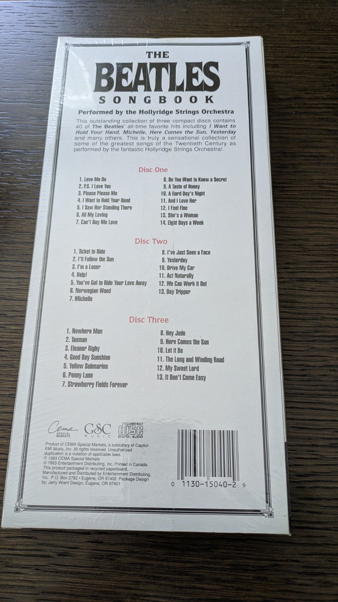 The Beatles Songbook by Hollyridge Strings Orchestra 3 Disc CD Set