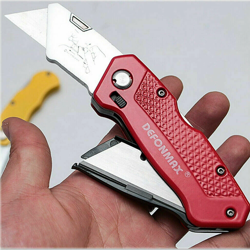 Folding Utility Knife Heavy Duty Quick-change Box Cutter Blade Storage ...