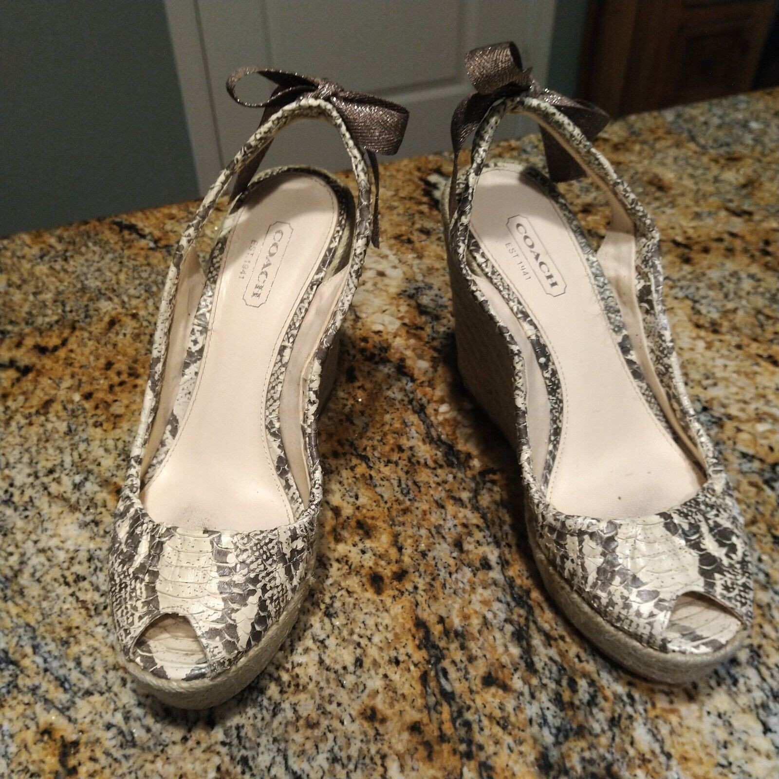Rare Coach Maritza Python Snakeskin Bow Espadrill… - image 3