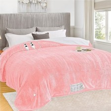 Baby Pink Sherpa Electric Heated Blanket 100x90 King Size Dual Control Washable