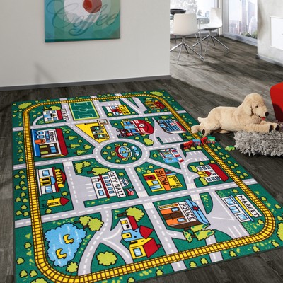 Rugshop Area Rugs for Kids Room Educational Learning City Life Road Non-Slip Rug
