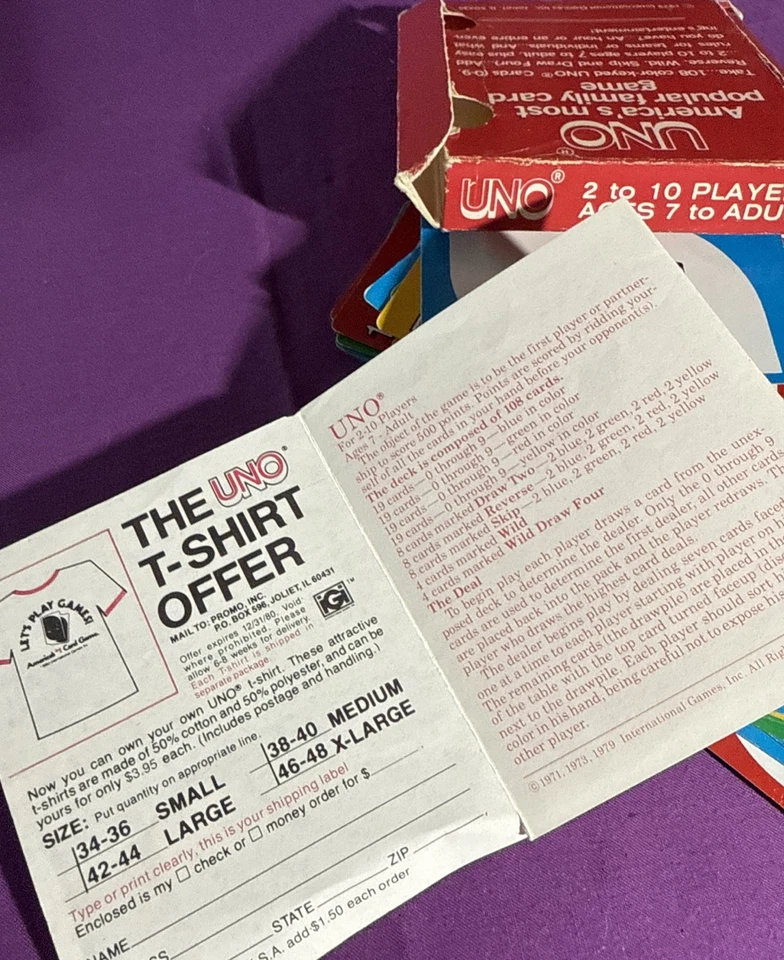 Vintage UNO Card Game 1979 Complete Deck 108 Cards Original Box And Instructions - Image 3 of 3