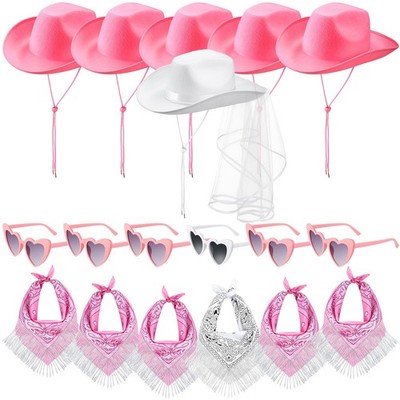 Cowgirl Bachelorette Party Decorations 6 Sets with Rhinestone Bandana & Glasses