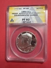 1964 Silver Proof Accented Hair Kennedy Half Dollar ANACS PF-60