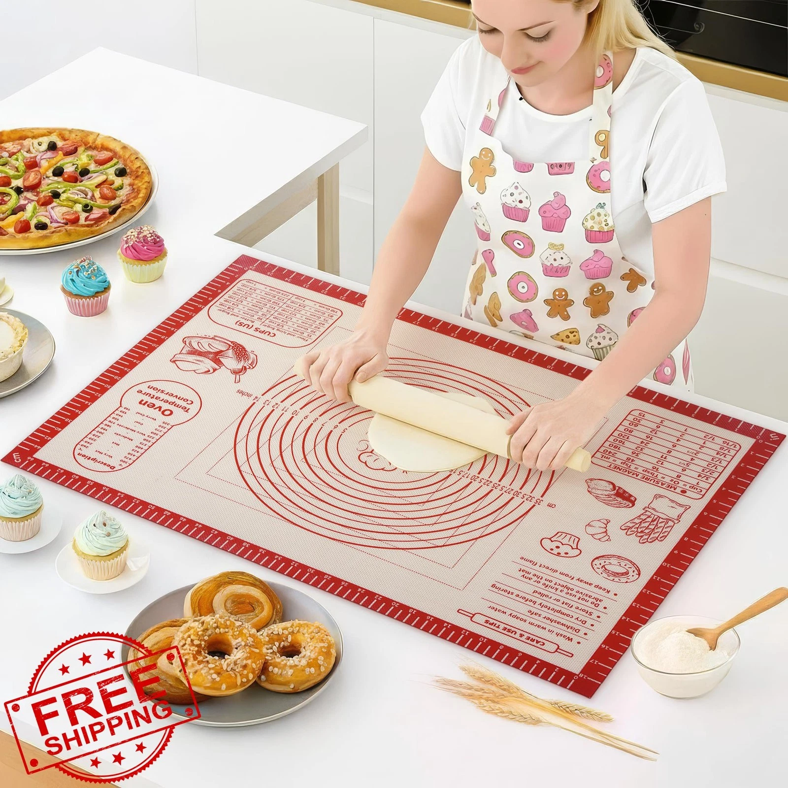 Silicone Baking Mat 20x28 Inch Non-Slip Rolling Dough Pastry Board