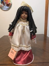 Paradise Galleries Porcelain Doll. Girl With Cross Necklace. Choir Girl