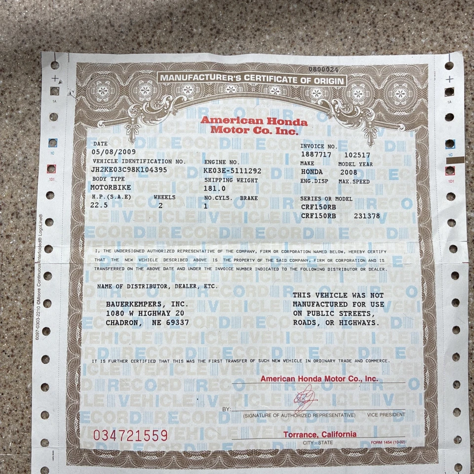 Chasis de cuadro principal CRF 150 R RB Honda 2007-2025 CRF150RB 2008 fabricante de equipos originales Foto 2 de 4