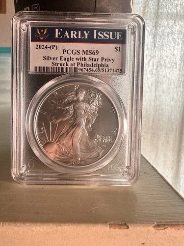 2024 (P) $1 Silver Eagle STAR PRIVY PCGS MS69 Philadelphia Label-EARLY ISSUE!