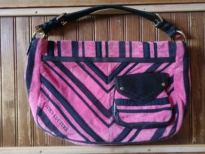 Vintage Juicy Couture Y2k Free Style Terry Cloth Shoulder Bag Navy Blue Hot Pink