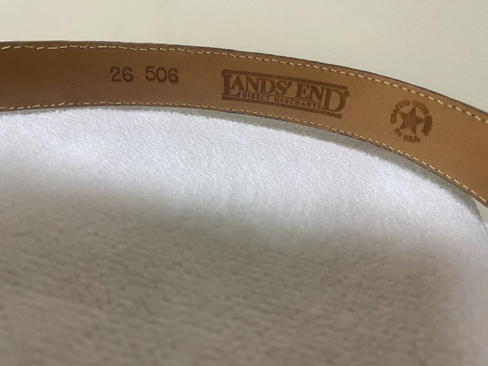 Vintage Lands' End Direct Merchants Brown Embossed Leather Belt Size 26 USA Made - Image 2 of 3