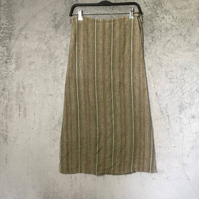 Weekend Max Mara Women's 100% Linen Striped A-Line Skirt Size 2 Made in Italy