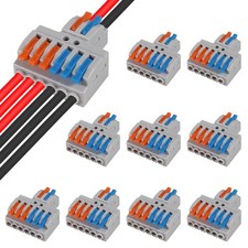 10 pcs Lever Wire Connectors 2 in 6 Out ,Quick Wiring Cable Connector Splici...