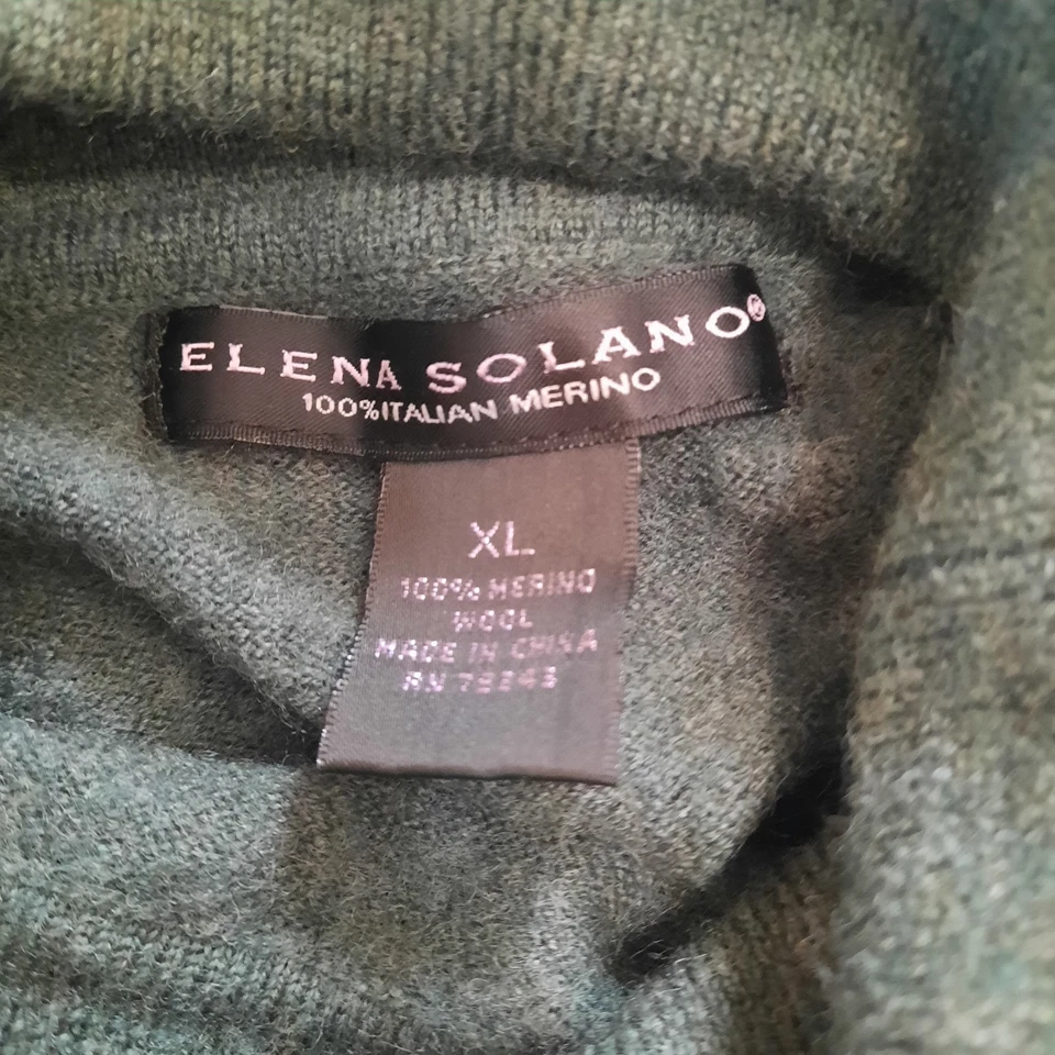 Elena Solano Womens XL 100% Italian Merino Wool Longsleeve Turtleneck Fringe - Image 4 of 4