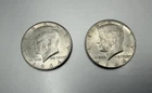 2x 1964 90% Silver Kennedy Half Dollars, 0.7234 Troy Oz Of Pure Silver! $1 Face