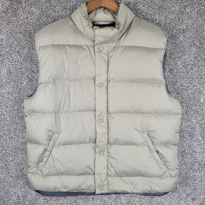 #ad Cabelas Premier Northern Goose Down Puffer Vest Mens Large L Tan 650 Fill Button $49.97