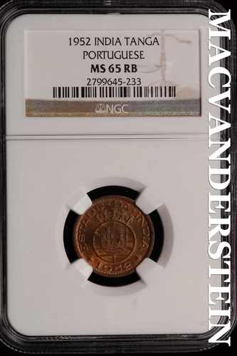 India: 1952 Portuguese Tanga - NGC MS 65 RB - Scarce  No Reserve  #SLi390