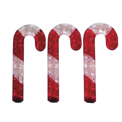 BRILLIANT 6-Pack LED Light Candy Cane Christmas Yard Stake Pathway Lights Holiday Decor