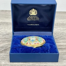 Vintage 2007 Halcyon Days Enamels Trinket Box Strawberry 🍓 Floral English Royal