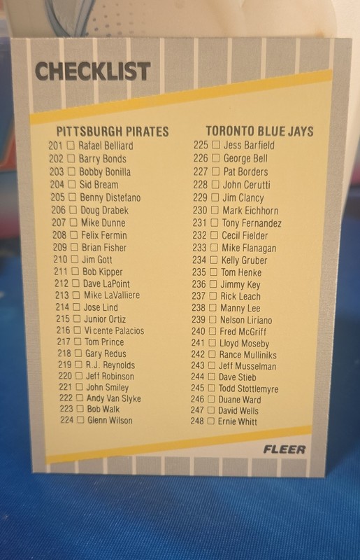 1989 Fleer - New York Yankees, Toronto Blue Jays, Pittsburgh Pirates #656...
