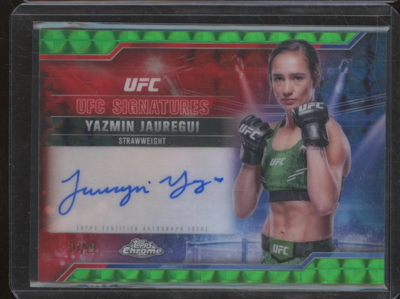 2025 Topps Chrome UFC YAZMIN JAUREGUI Auto Green Geometric Refractor /99 JZT2