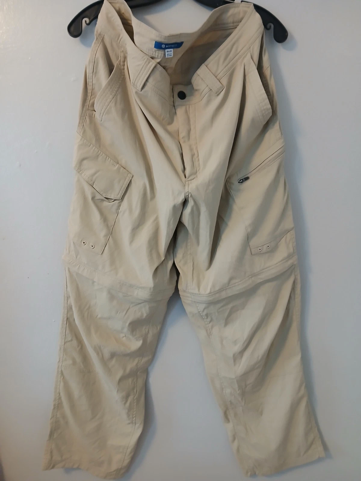 Mens Nepallo Khaki Convertible Nylon Outdoor Hiking Pants Size 36x32