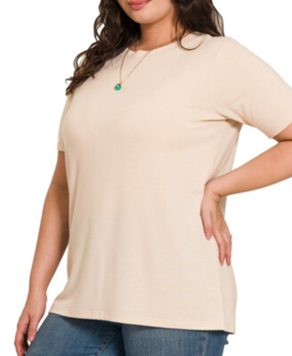 ZENANA 2108 PLUS Short Sleeve Round Neck Tee  T-Shirt Top