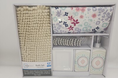 Mainstream fifteen piece, bath set cream and light pink and color joko bean new