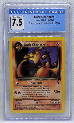 2000 POKEMON TEAM ROCKET DARK CHARIZARD #21 RARE CGC 7.5 NM+