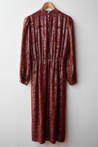 HEARTMADE JULIE FAGERHOLT / HUSK Hemsley Merlot Silk Lurex Midi Dress 34/8 $849 - Picture 7 of 11