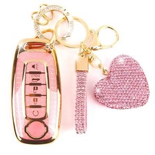 Compatible with Nissan Key Fob Cover with Heart Keychain, Car Key Shell for W...