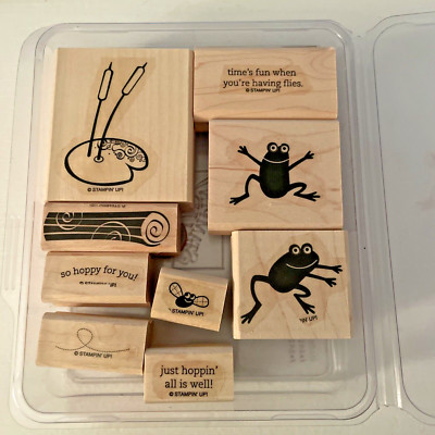 Stampin' Up Rubber Stamp - So Hoppy For You - Set of 9 stamps Frogs, fly, log