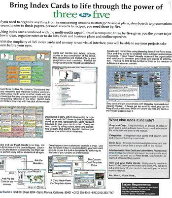 MacIntosh MacToolKit THREE BY FIVE the all purpose index card system
