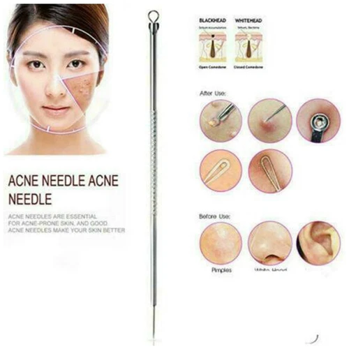 2Stainless Steel Acne Needle Blackhead Removal Pin Pimple Blemish Extractor Tool