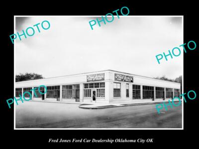 OLD LARGE HISTORIC PHOTO OKLAHOMA CITY OK USA FRED JONES FORD CAR DEALERSHIP 20