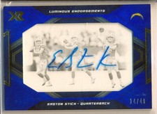 EASTON STICK - 2019 XR BLUE Rookie Luminous Endorsements AUTO /49 - Chargers RC
