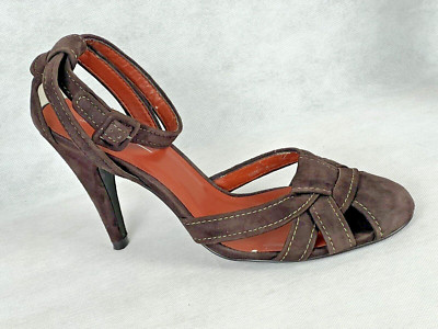 Linea Paolo Suede Ankle Strap Brown Suede Heels Size 9 | eBay display picture 1