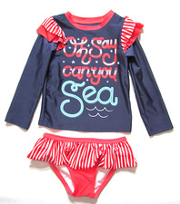 CAT  JACK Size 2T Toddler Girls 2-piece Swimsuit Patriotic Theme  Colors