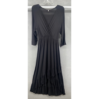 Mother Bee Maternity Dress Women's Sz L Black Ruffle Layered V-neck Nursing | eBay Mother Bee Maternity Dress Women's Sz L Black Ruffle Layered V-neck Nursing | eBay